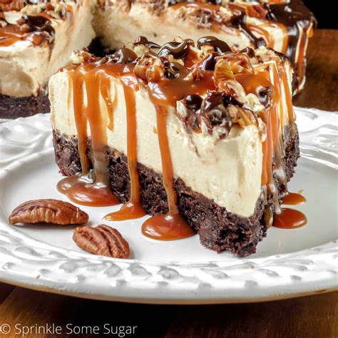 Save and share this toffee caramel cheesecake recipe on pinterest! chocolate caramel cheesecake