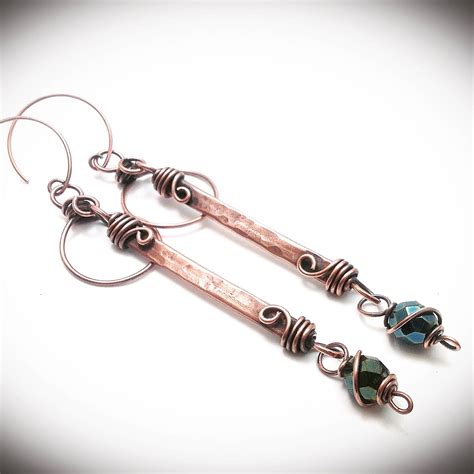 Wire Wrapped Jewelry Hanging Earrings Copper Jewelry Etsy In 2021