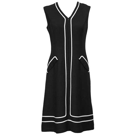 1960s Black Day Dress With White Piping For Sale At 1stdibs Black
