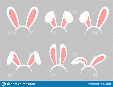 Vector Illustration Set Of Easter Bunny Cartoon Ears Animal Bunny