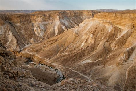 Dry Canyons Of Israeli Desert From The Top Of Masada Fortress Stock