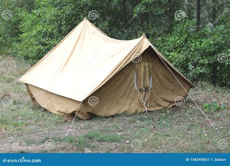Old Canvas Tent In Tourist Camp Stock Image Image Of Picnic