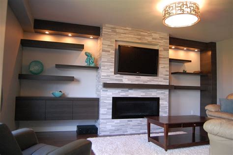 Built In Shelving Around Fireplace And Tv Modern Wall Units Floating