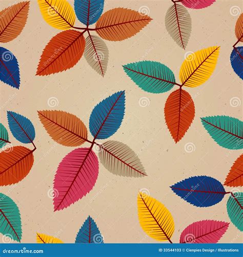 Vintage Autumn Leaves Seamless Pattern Background Stock Photos Image