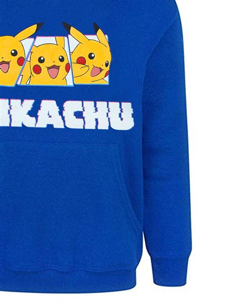 Pokemon Hoodie Pikachu Character Boys Kids Childrens Blue Hooded