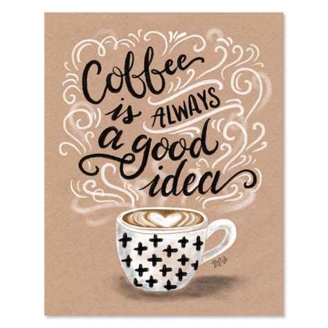 Coffee Lover Print Kraft Paper Art Illustrated Art Coffee Decor