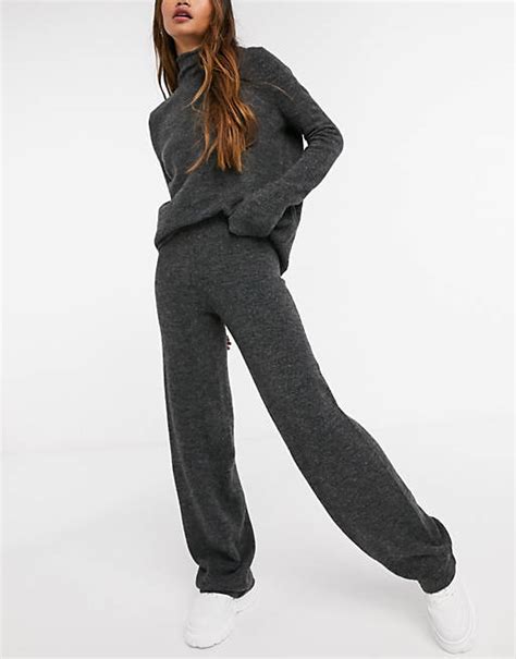 Vero Moda Knitted Flares Co Ord In Dark Grey Asos