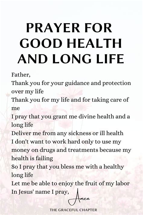 Prayer For Good Health And Long Life Good Prayers Prayer For