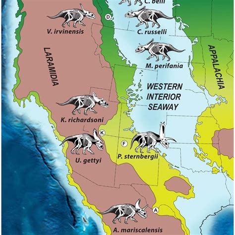 Dinosaur Map Of North America Map