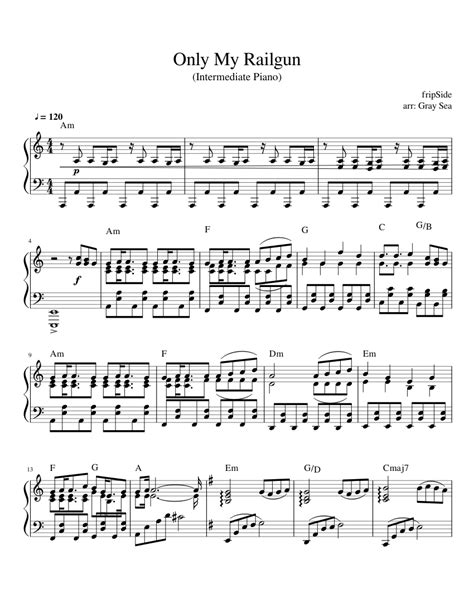 Only My Railgun By Fripside Tv Size Intermediate Sheet Music For