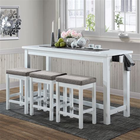 Connected 4 Piece Counter Height Dining Set White