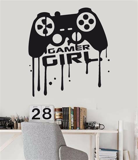 Vinyl Wall Decal Girl Gamer Video Game Teen Game Room