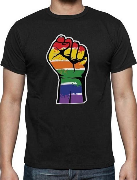 resist pride parade gay rainbow fist flag t shirt gays equal rights proud tee cotton plus size