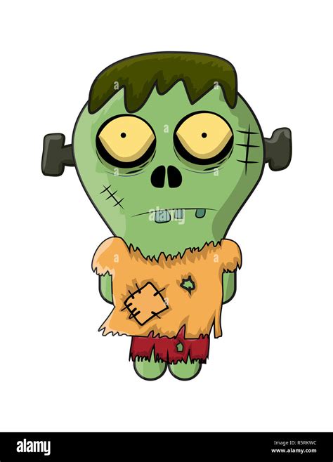 Cute Zombie Halloween Frankenstein Vector Symbol Icon Design Stock