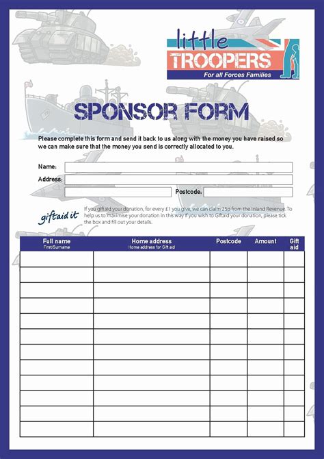 Printable Free Sponsorship Form Template