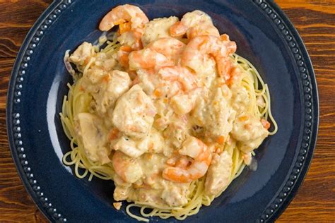 All og food comes frozen, and is thawed and prepped to order. Copycat Olive Garden Chicken and Shrimp Carbonara | KitchMe