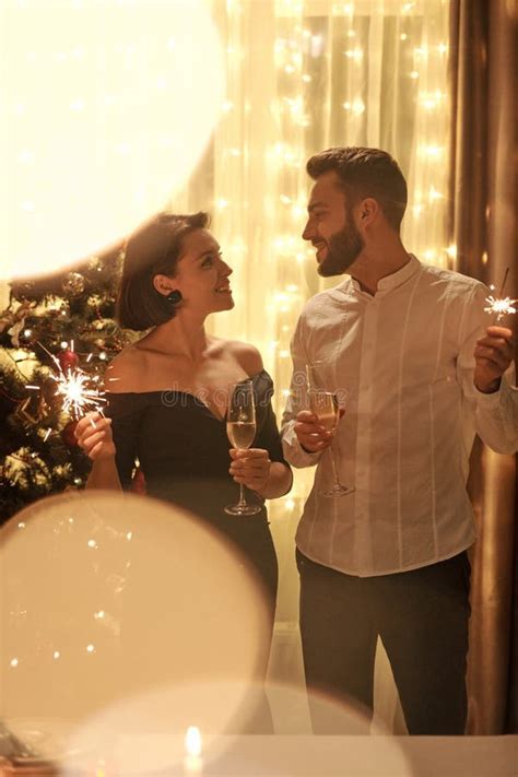 Couple Welcoming New Year Together Stock Photo Image Of Enjoyment