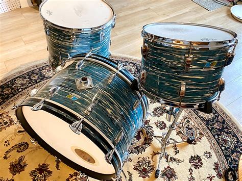 Vintage Ludwig Drum Kit 1970s Blue Oyster Pearl Bowling Ball Reverb