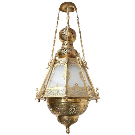 Midcentury Brass Moroccan Style Lantern From Kashmir At 1stdibs