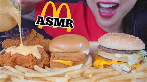 Asmr Mcdonalds Cheesy Fried Chicken Big Mac Filet O Fish Eating Sound Light Whisper Sas