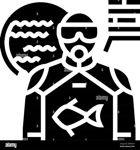 Marine Biologist Worker Glyph Icon Vector Illustration Stock Vector