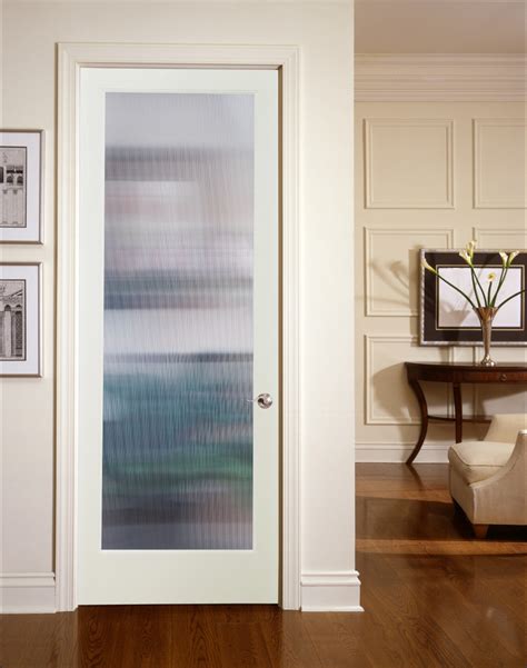 Narrow Reed Decorative Glass Interior Door Traditional Living Room