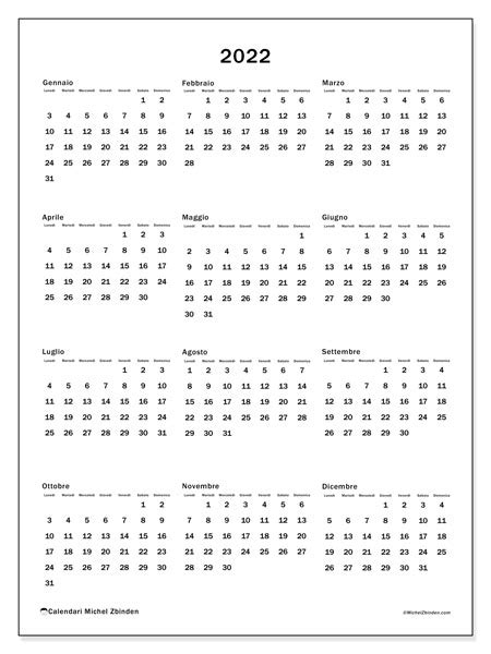Calendario 2022 Da Stampare “33ld” Michel Zbinden It