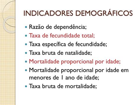 Relacione Os Indicadores Demográficos As Suas Respectivas Definições