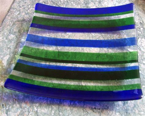 Custom Made Fused Glass Square Platters By Grateful Glass