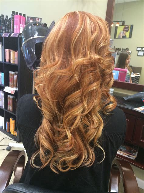 Strawberry Blonde Long Layers Curls Red Hair Highlights Ombre Cute