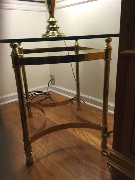 Place a pair of side tables at either end of your sofa; I Have A 1980's Solid Brass And Glass Coffee Table And 2 End Tables, How Do... | My Antique ...