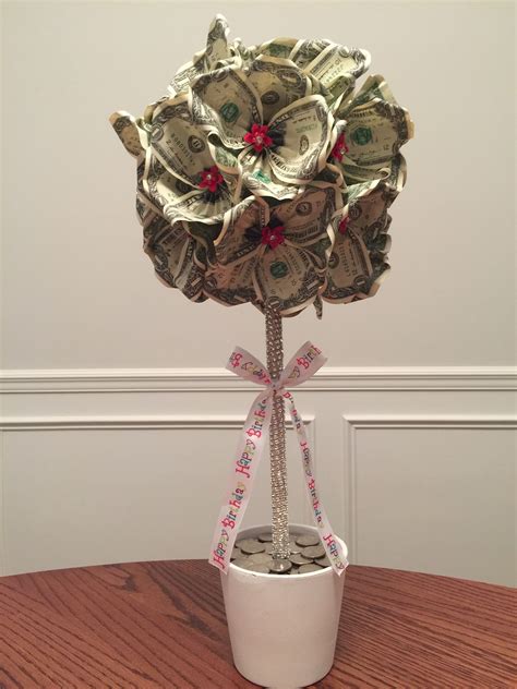 Try one of these fun creative money gifts for college students, teens, young children and more. Birthday Gift Idea: Money Topiary Tree #diy #crafts # ...