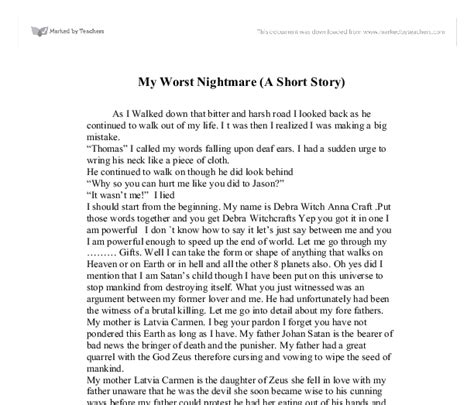 Creative Writing Nightmare Free Coursework