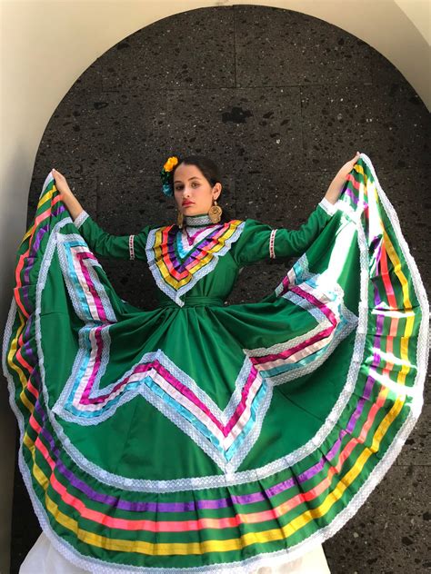Mexican Dress Size 10 Green Jalisco Dress Folkloric Frida Etsy In