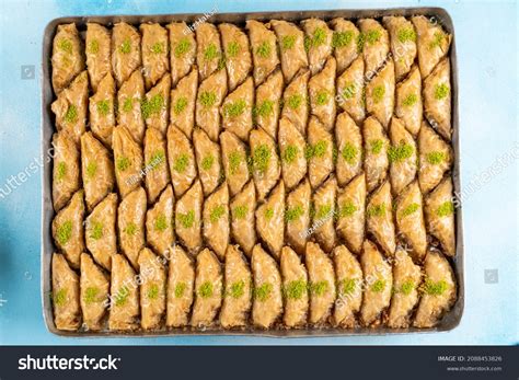 Turkish Dessert Sobiyet Baklava Pistachio Fistikli Stock Photo