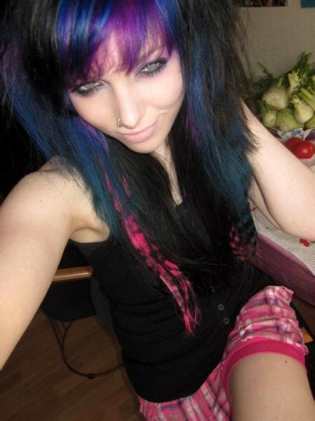 German Scene Queen Emo Girl Ira Vampira Pink Blue Purple Black Hair Emo Photo