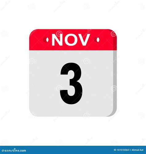 November 3 Calendar Icon Calendar Icon With Shadow Flat Style Date