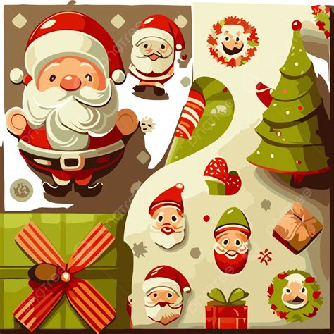 Papel De Regalo De Navidad Vector Png Pegatina Clipart Gratis Santa