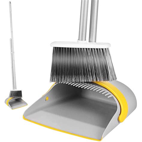 Eyliden Broom And Dustpan Set Bristles Upright Stand Up Long Handle