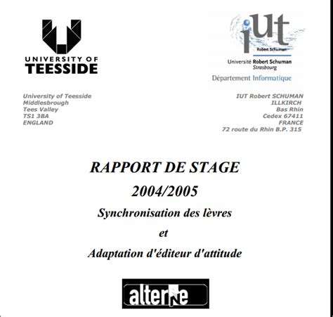 Rapport De Stage Informatique Synchronisation Des Lèvres Et Adaptation