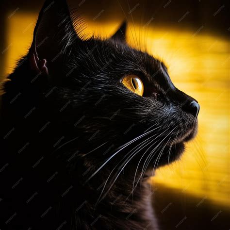 Premium Ai Image Beautiful Black Cat With Yellow Eyes Images