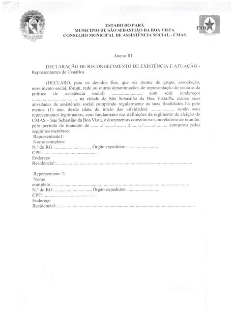 Declaração De Comprovação De Endereço