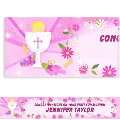 Custom Pink First Communion Banner 6ft Party City