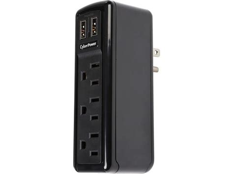 Cyberpower 3 Outlets 2 Usb Charging Ports Travel Surge Protector