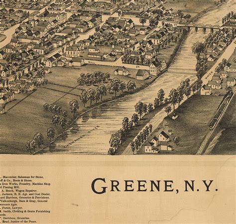 Map Of Greene Chenango Co New York Ny 1890 Vintage Etsy