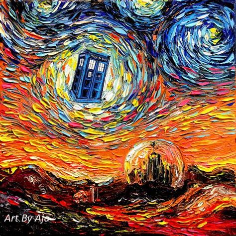 Dr Who Art Tardis Starry Night Canvas Print Doctor Who Van Gogh Never