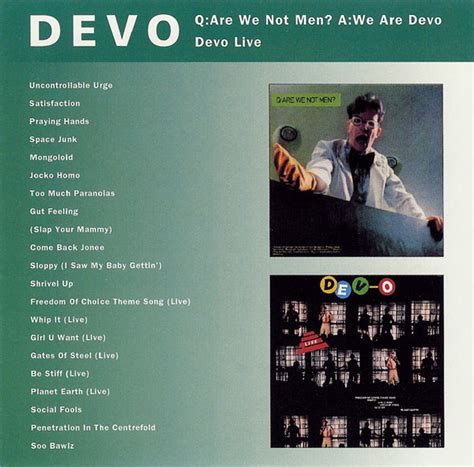 Devo Q Are We Not Men A We Are Devo Devo Live Cd Compilation