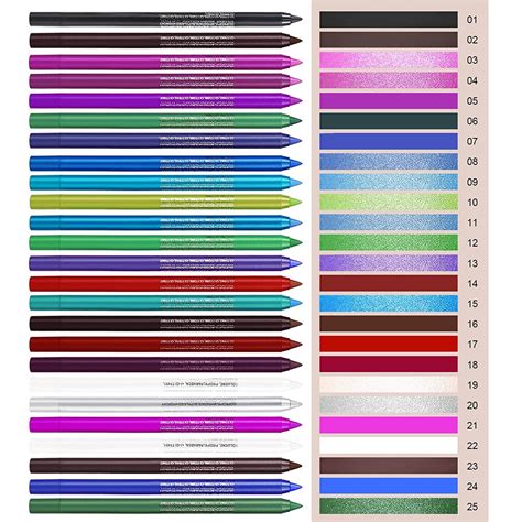 Sumeitang 25 Colors Eyeliner Pencil Set Colorful Colored Gel Pen