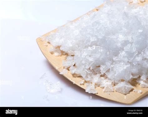 Salt Flakes With Flaky Texture Of The Sea Salt Crystals Used To Add In