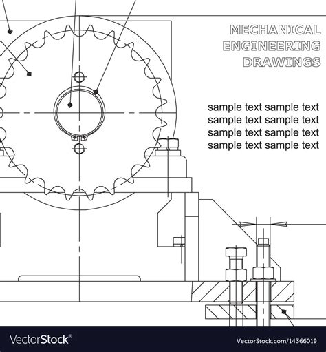 Mechanical Engineering Drawings On White Vector Image